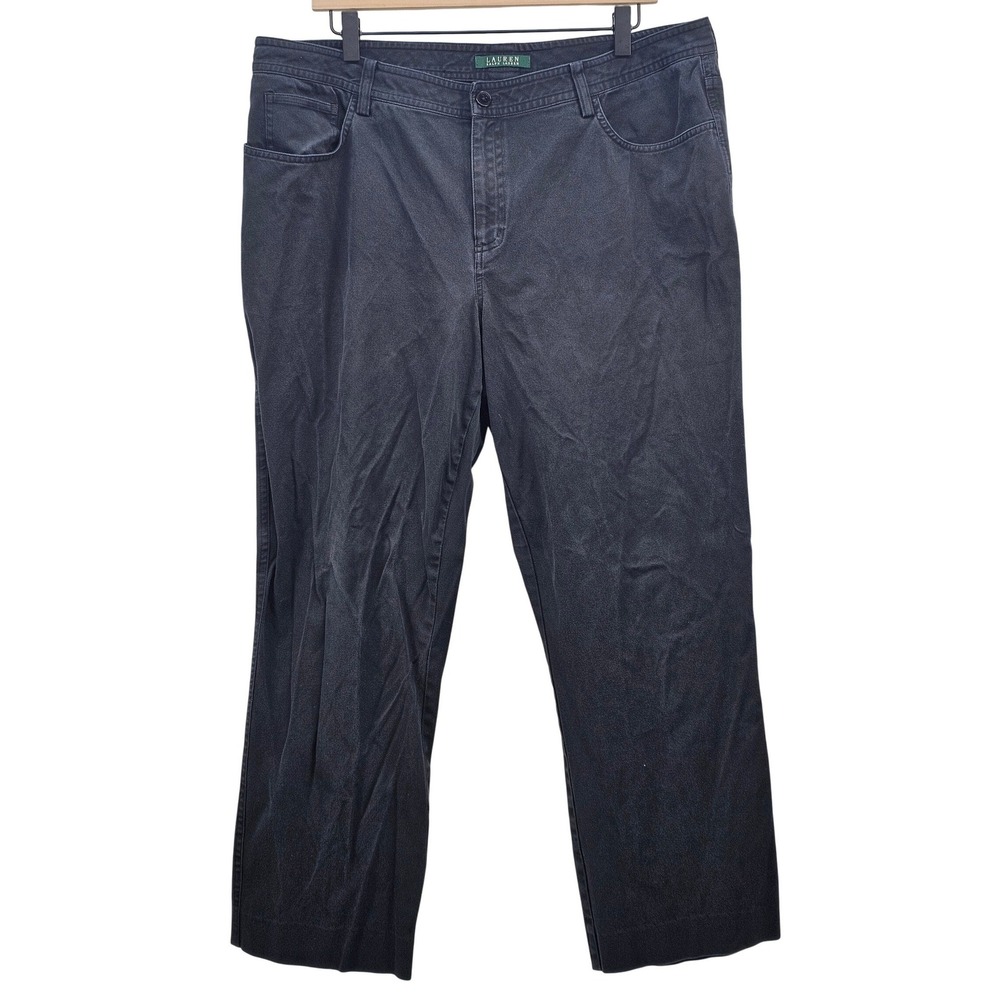 Lauren Ralph Lauren Womens Navy Blue Straight Leg Stretch Pants Size 16 Mid Rise